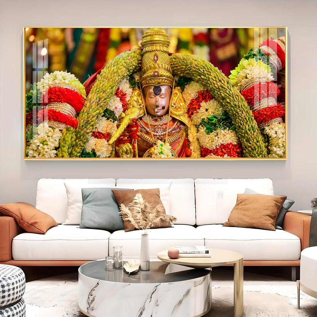 Goddess Meenakshi Amman Glass Finish Horizontal Wall Art