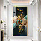 Koi Fish & Fan Designs Premium Acrylic Vertical Wall Art