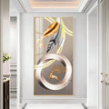 Deer With Gold & Silver Feather Premium Acrylic Vertical Wall Art