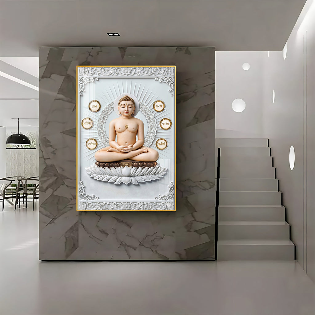 God Mahavir Jain Premium Acrylic Vertical Wall Art