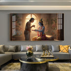 Shree Krishna With Sudama Ji Glass Finish Horizontal Wall Art