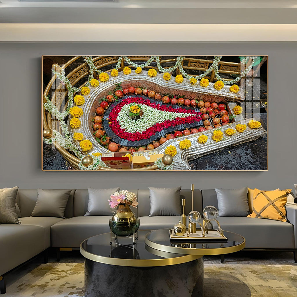 Bhimashankar Jyotirlinga Glass Finish Horizontal Wall Art