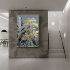 Republic Midnight Blue Botanical Leaves Premium Acrylic Vertical Wall Art