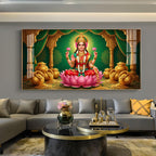Lakshmi Mata Glass Finish Horizontal Wall Art
