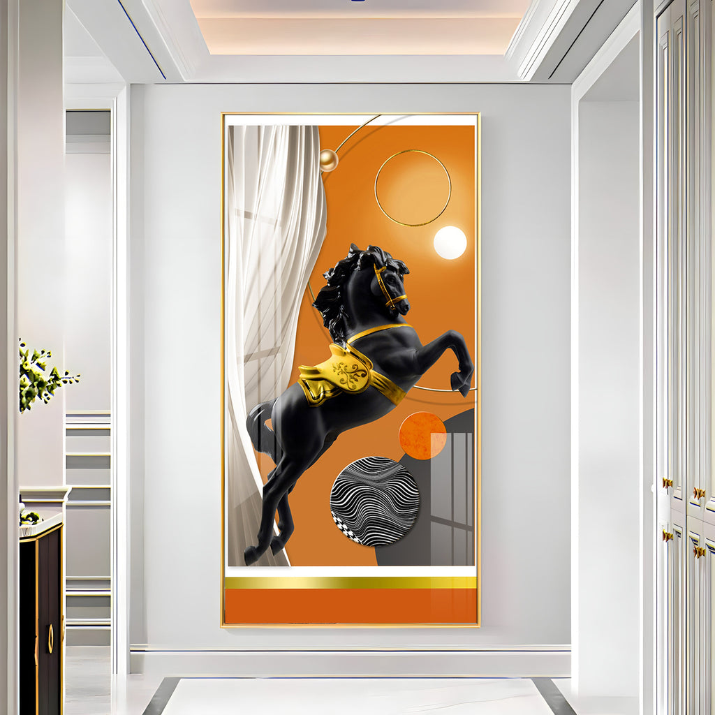 Muscular Black Horse Premium Acrylic Vertical Wall Art