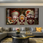 Lord Jagannath, Balabhadra & Subhadra Glass Finish Horizontal Wall Art