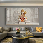 Lord Hanuman Glass Finish Horizontal Wall Art