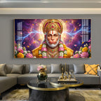 Hanuman Ji Glass Finish Horizontal Wall Art