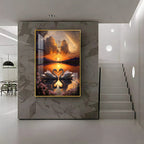 Romantic Swan Pair Premium Acrylic Vertical Wall Art