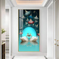 Couple Swan With Ginkgo Leaves Premium Acrylic Vertical Wall Art