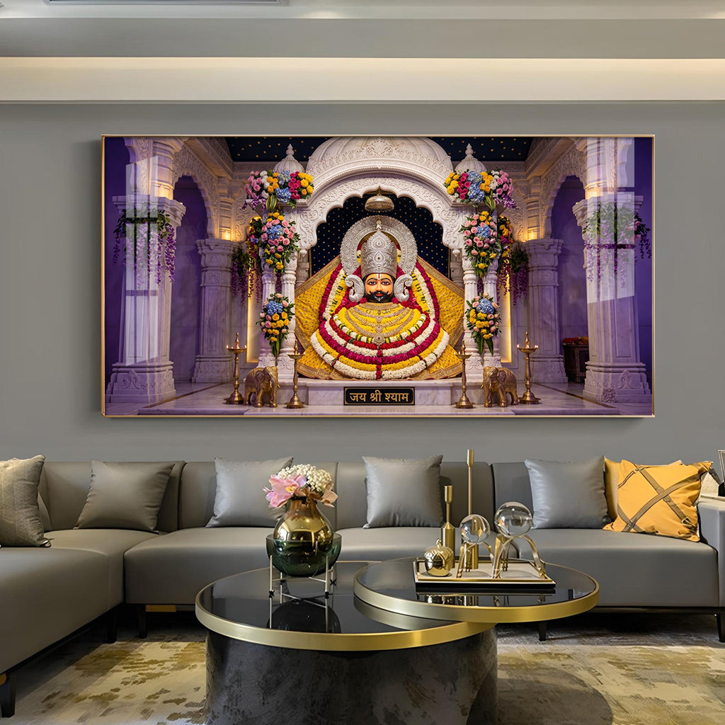 Lord Khatu Shyam ji Glass Finish Horizontal Wall Art