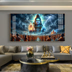 Bhole Baba Mahadev Glass Finish Horizontal Wall Art