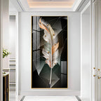 White Feather With Colors Effects Premium Acrylic Vertical Wall Art