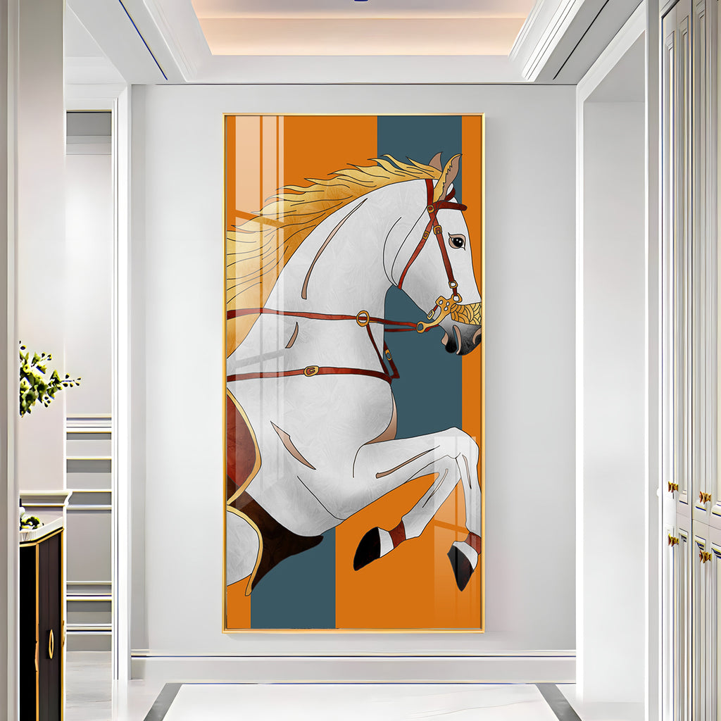 Modern White Horse Premium Acrylic Vertical Wall Art