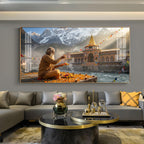 Divine Badrinath Dham Glass Finish Horizontal Wall Art