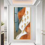 Gold Fish With Abstract Design Premium Acrylic Vertical Wall Art