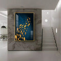 Beautiful Gold Fishes In Ocean Premium Acrylic Vertical Wall Art