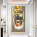 Golden Deer & Gingko Premium Acrylic Vertical Wall Art