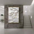 Golden Threaded White Surface Premium Acrylic Vertical Wall Art