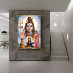 Lord Shiv Parvati ,Ganesha With Shivling Premium Acrylic Vertical Wall Art