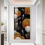 Circular Shapes With Fish Premium Acrylic Vertical Wall Art