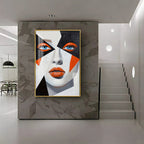 Woman With Orange Lips Premium Acrylic Vertical Wall Art