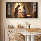 Shree Krishna With Sudama Ji Glass Finish Horizontal Wall Art