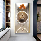 Golden Deer With Orange Tree Premium Acrylic Vertical Wall Art