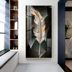 White Feather With Colors Effects Premium Acrylic Vertical Wall Art