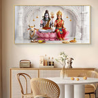 Lord Shiva & Goddess Parvati Glass Finish Horizontal Wall Art