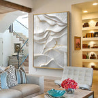 Golden Threaded White Surface Premium Acrylic Vertical Wall Art