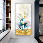 Gold Textured Deer Premium Acrylic Vertical Wall Art