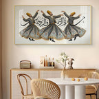 Sufi Whirling Dervishes Dance Glass Finish Horizontal Wall Art