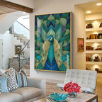 Elegant Teal Peacock Premium Acrylic Vertical Wall Art