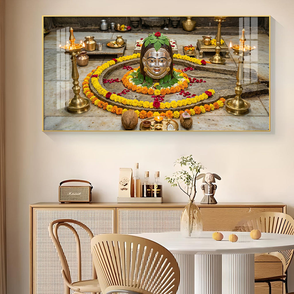 Trimbakeshwar Jyotirlinga Glass Finish Horizontal Wall Art