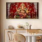 Hindu Devotional Ganpati Bappa Glass Finish Horizontal Wall Art