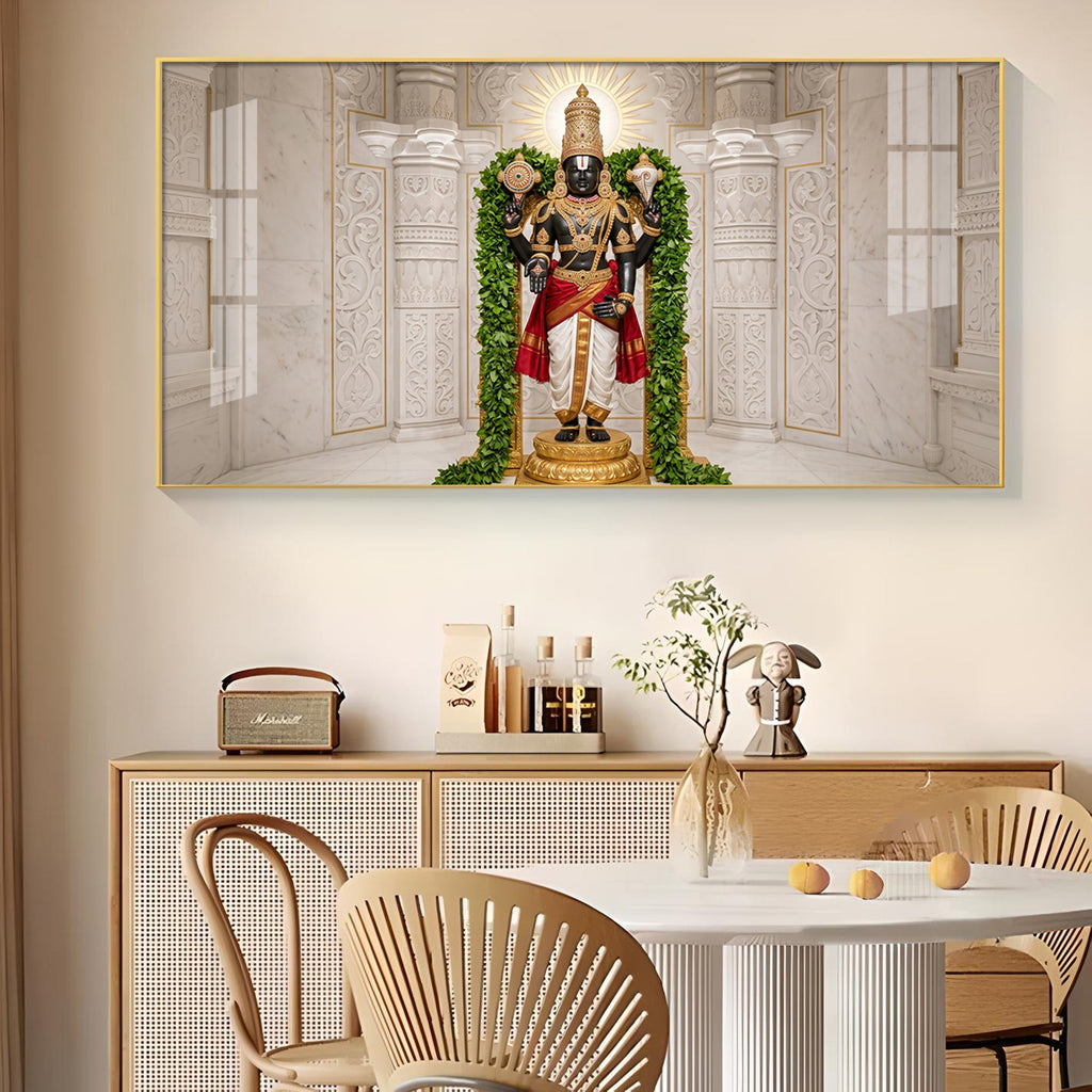 Lord Venkateswara Glass Finish Horizontal Wall Art