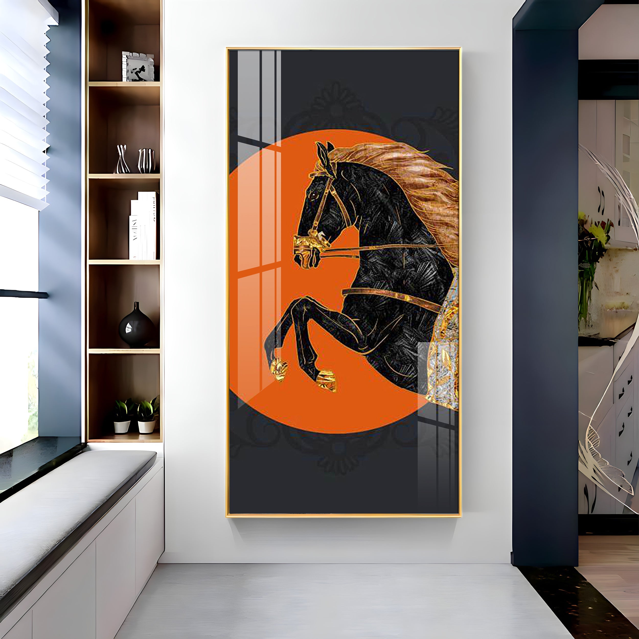 Black Horse Premium Acrylic Vertical Wall Art