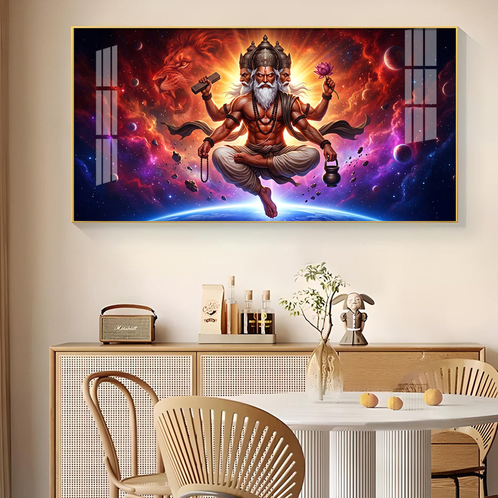 God Brahma Glass Finish Horizontal Wall Art