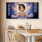 Little Krishna Glass Finish Horizontal Wall Art