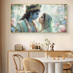 God Radha Krishna Glass Finish Horizontal Wall Art