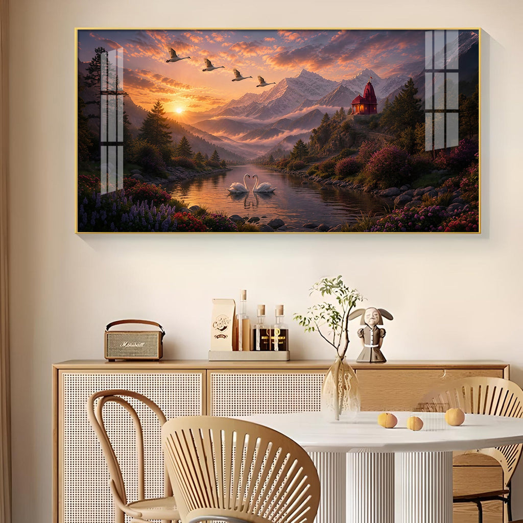 Vibrant Sunrise Glass Finish Horizontal Wall Art