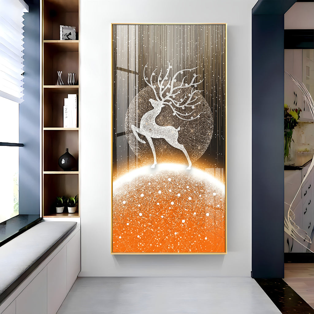 Majestic White Deer Premium Acrylic Vertical Wall Art
