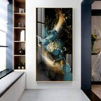 Blue Horse With Abstract Background Premium Acrylic Vertical Wall Art