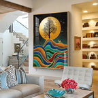 Tree and Deer in Harmony Premium Acrylic Vertical Wall Art