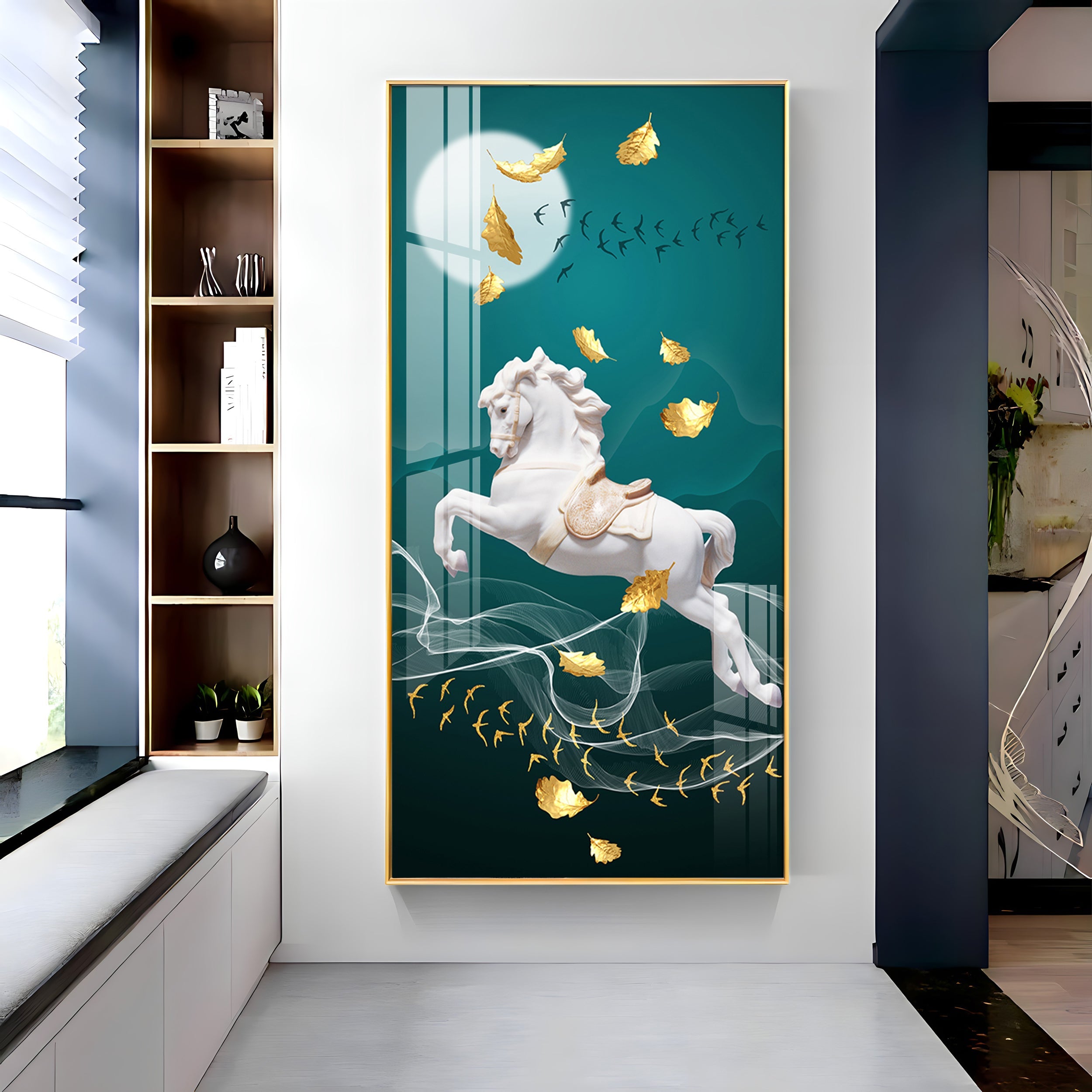 White Horse Premium Acrylic Vertical Wall Art