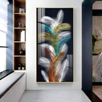 Sparkling Colorful Feather Premium Acrylic Vertical Wall Art