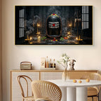 Mahadev Shivling Divine Aura Glass Finish Horizontal Wall Art