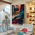 Vibrant Wave Symphony Premium Acrylic Vertical Wall Art