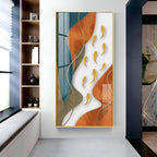 Gold Fish With Abstract Design Premium Acrylic Vertical Wall Art